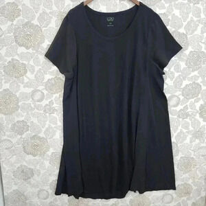 Logo  Womens Black Dress 3X Polyester Rayon Blend Short Sleeve Tunic